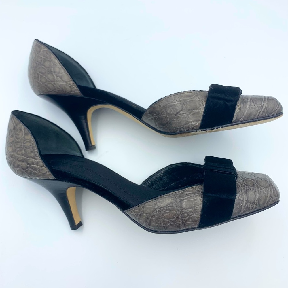 Giuseppe Zanotti Green Croc Leather & Velvet Pumps - Picture 2 of 16